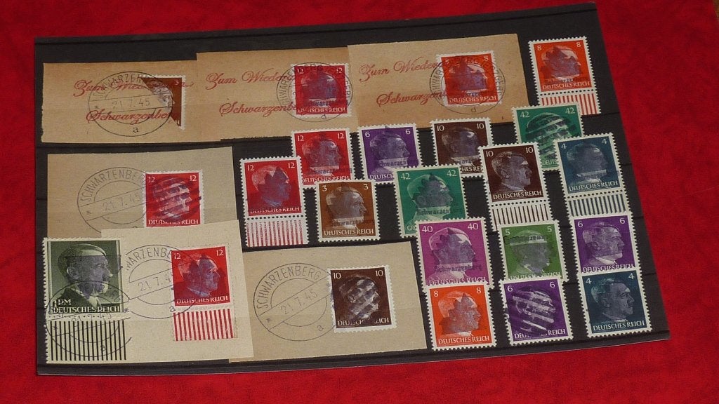 Duitsland Lokaalpost schwarzenberg met briefstukjes 1945., Verzenden, Nederland en Buitenland