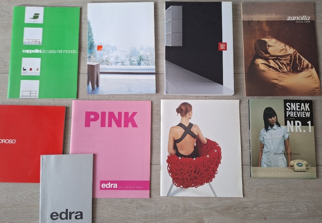 9x Vintage Italiaanse design catalogus rond jr 2000, Ophalen of Verzenden, Gelezen, Overige onderwerpen