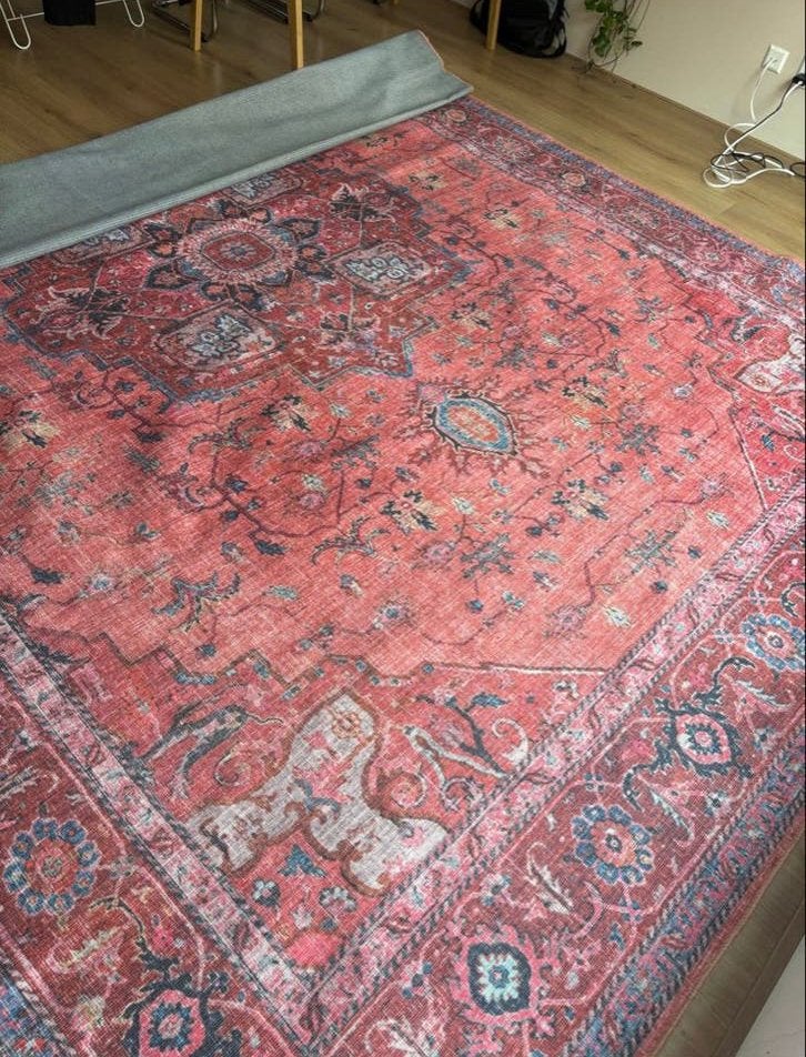 Rood Oosters Tapijt - Rugvista, Ophalen, Zo goed als nieuw, 200 cm of meer, Rechthoekig