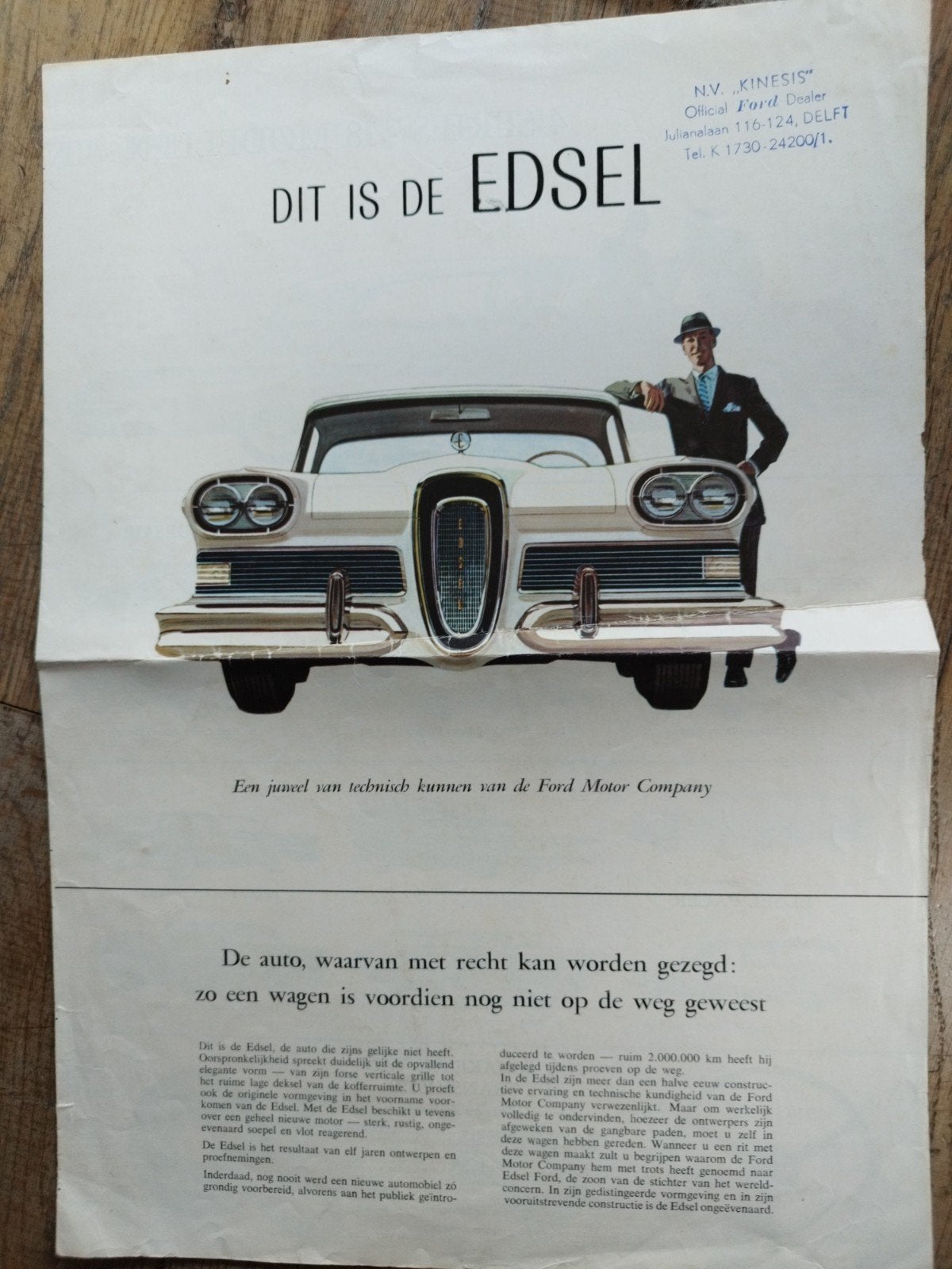 Originele Edsel brochure 1957 - Nederlands, 4 pagina's, Ophalen of Verzenden, Gelezen, Edsel