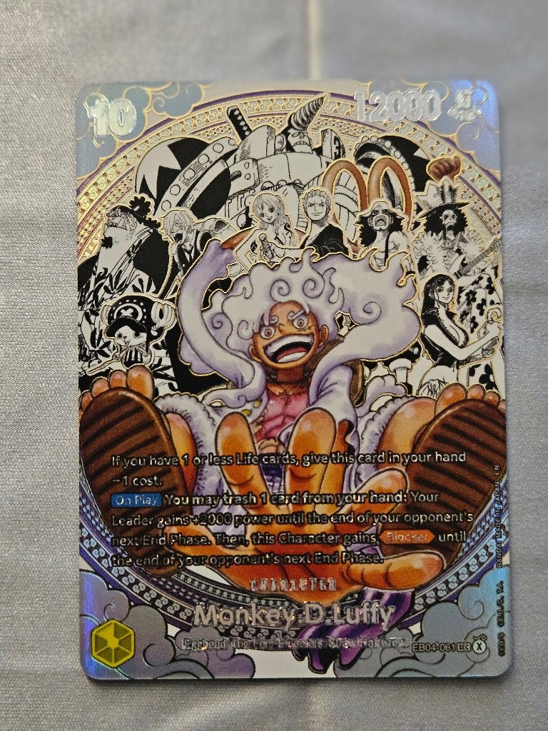 OP-17 Monkey.D.Luffy Pirate Crew Super Alternate Art Manga, Ophalen, Nieuw, Losse kaart, Foil