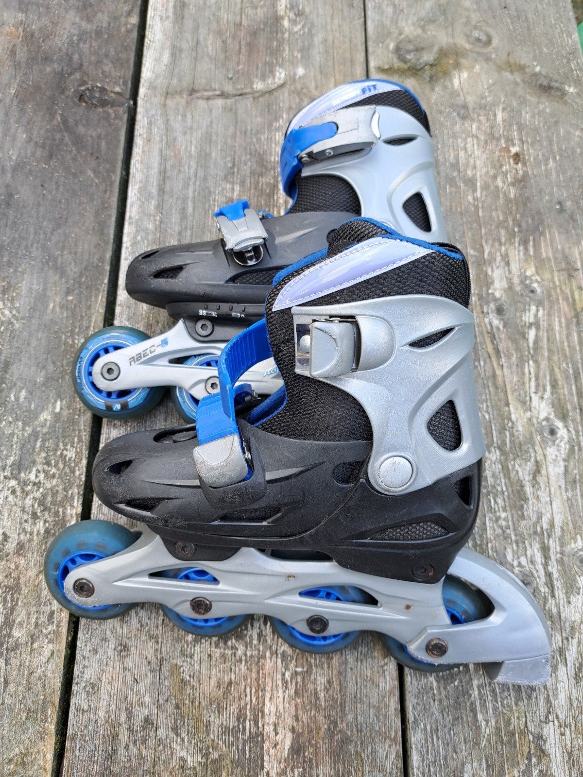 Verstelbare inline skates met polsbeschermers, maat 33-36, Kinderen en Baby's, Ophalen of Verzenden, Verstelbaar, Gebruikt, Kinderen
