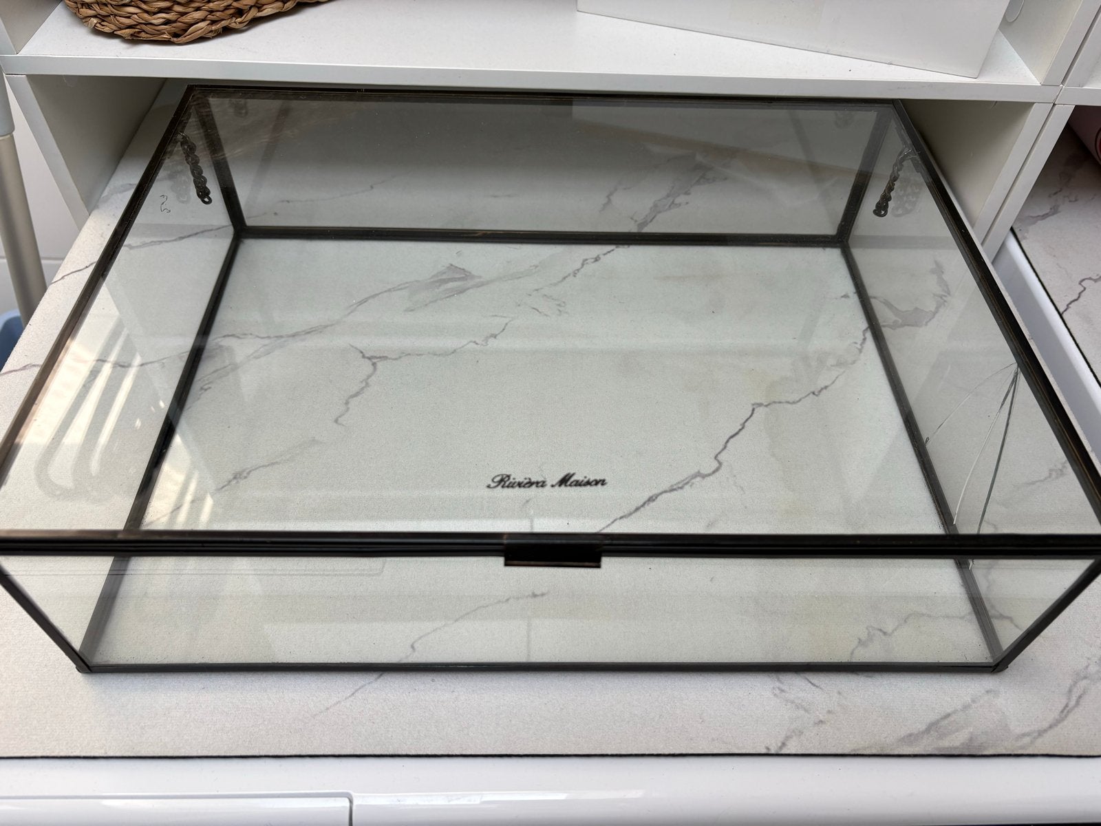 Riviera Maison glazen display box met scheur, Ophalen, Gebruikt, Zwart, Glas