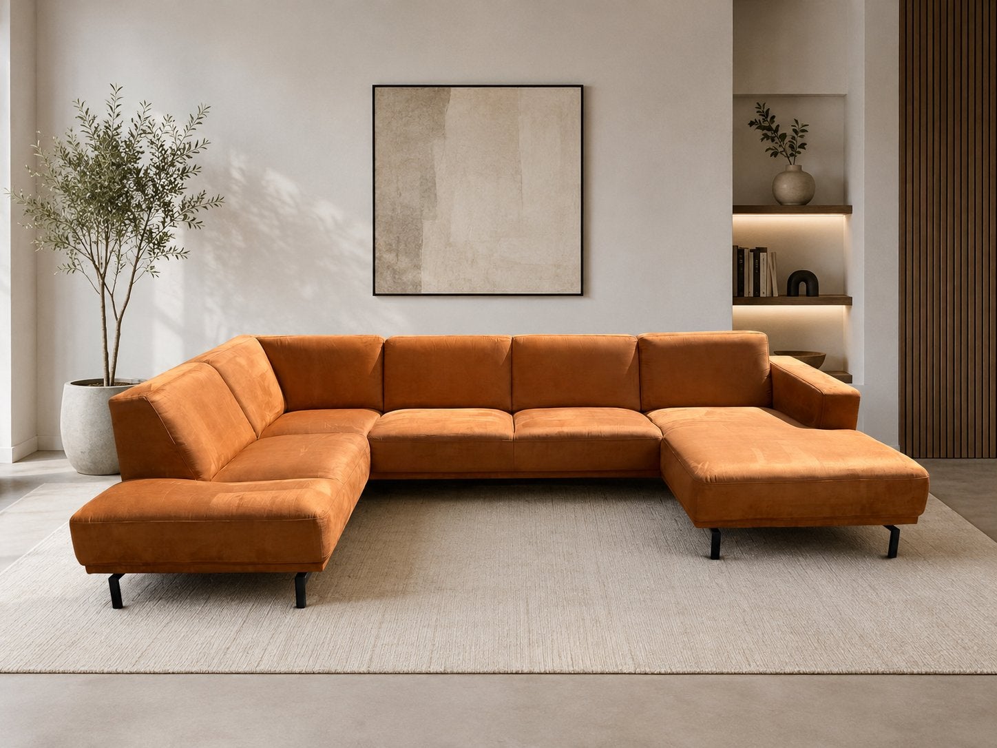 GRATIS LEVERING | MONTEL STAR HOEKBANK U-VORM | COGNAC, Huis en Inrichting, Hoekbank, 300 cm of meer, Ophalen of Verzenden, Zo goed als nieuw