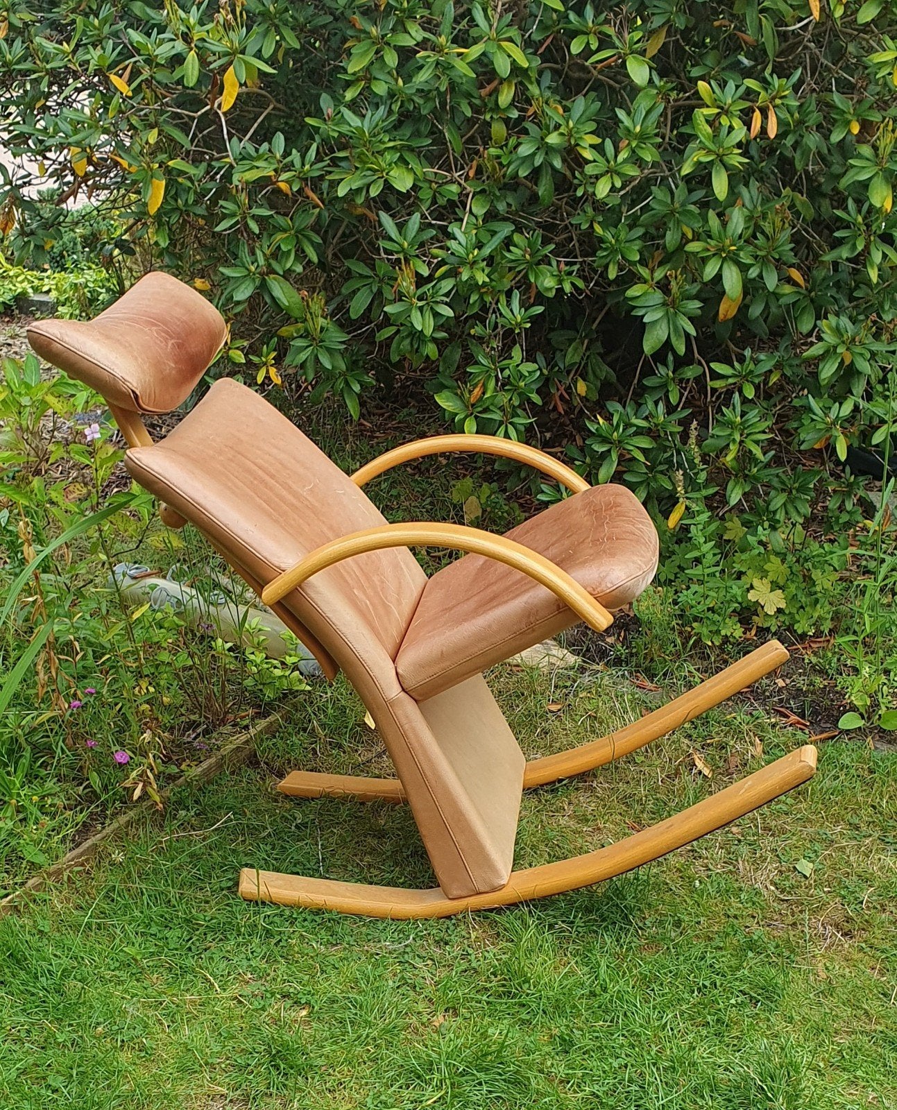 Leren Stokke Varier Tripos met hoofdsteun, Ophalen, Gebruikt, Leer, Meerdere standen