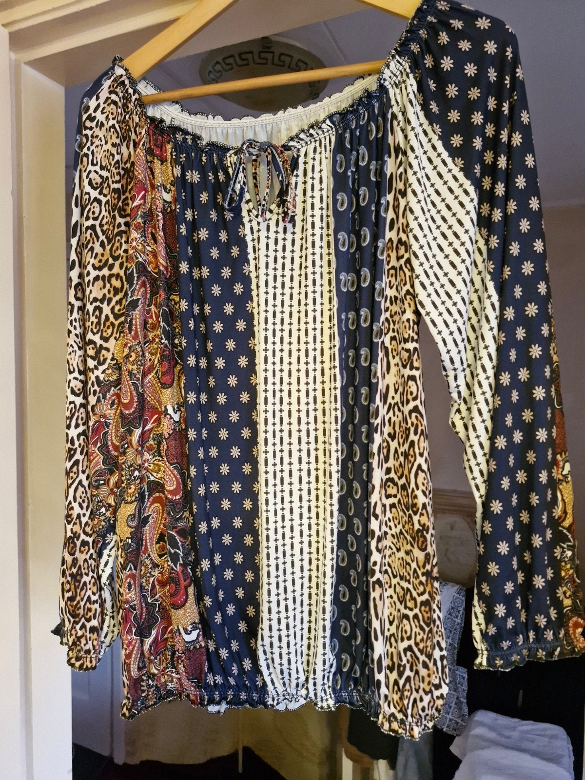 Boho blouse met lange mouwen en diverse prints, Maat 38/40 (M), Meerkleurig, Nieuw, Ophalen of Verzenden
