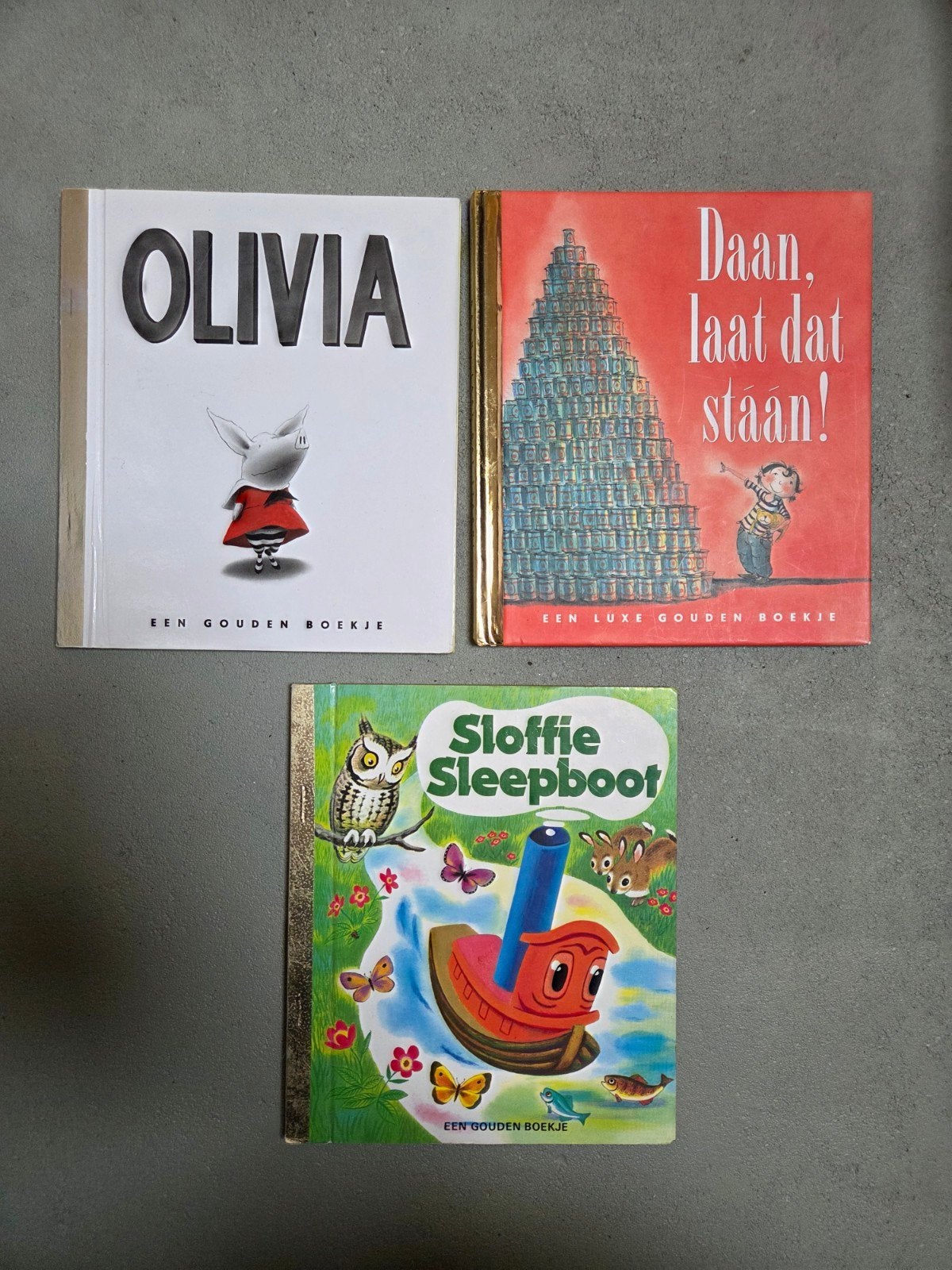 3x Gouden Boekjes: Olivia, Daan laat da, Sloffie Sleepbo, Boeken, Gelezen, Fictie algemeen, Ophalen of Verzenden, 4 jaar