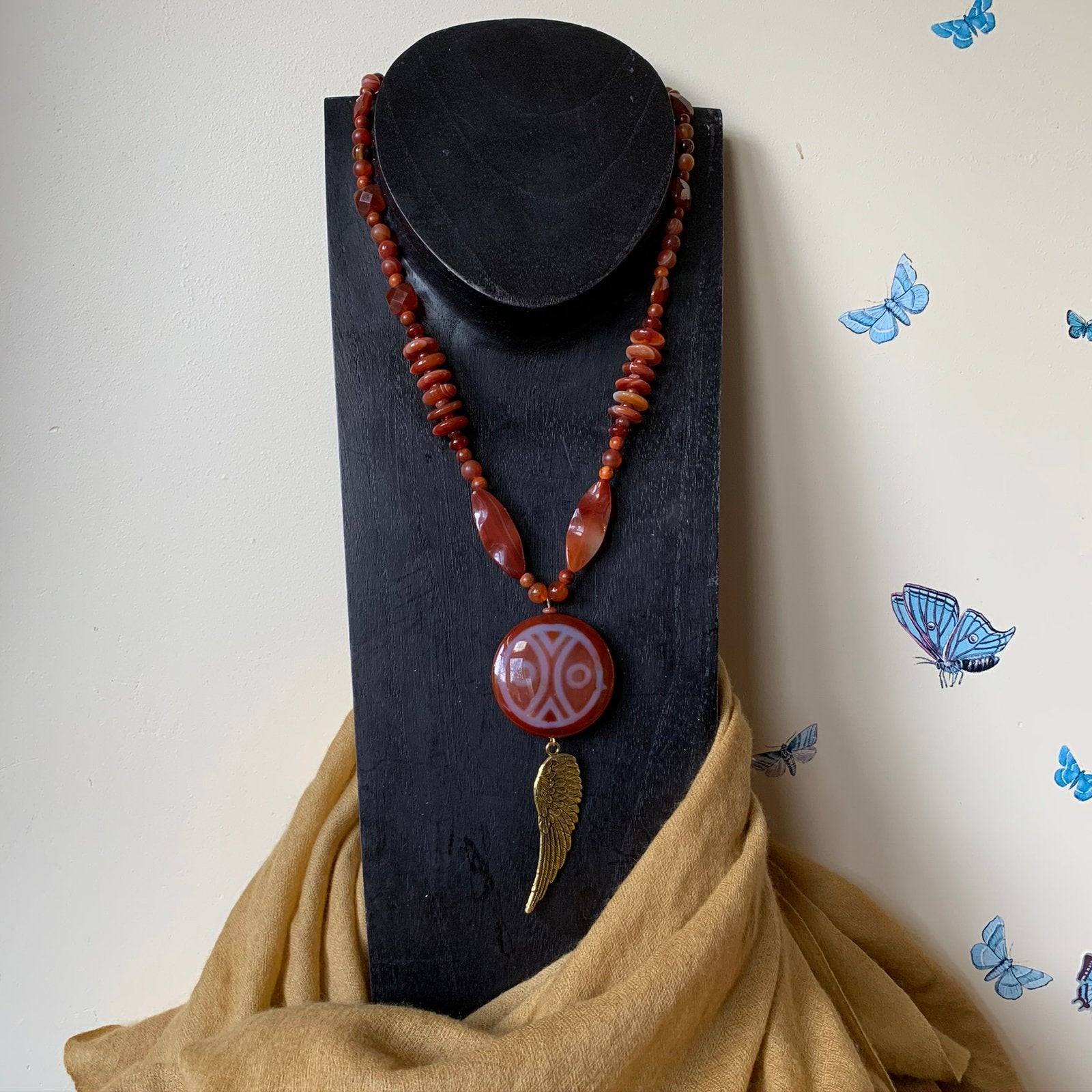 Obsidiaan trade haji beads beschermt amulet intuïtie uniek, Sieraden, Tassen en Uiterlijk, Kettingen, Nieuw, Ophalen of Verzenden