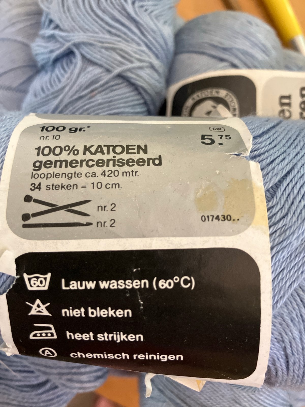 750 gram HEMA Katoenen Glansgaren Grijsblauw+2 bollen donker, Hobby en Vrije tijd, Ophalen, Nieuw, Breien of Haken, Wol of Garen