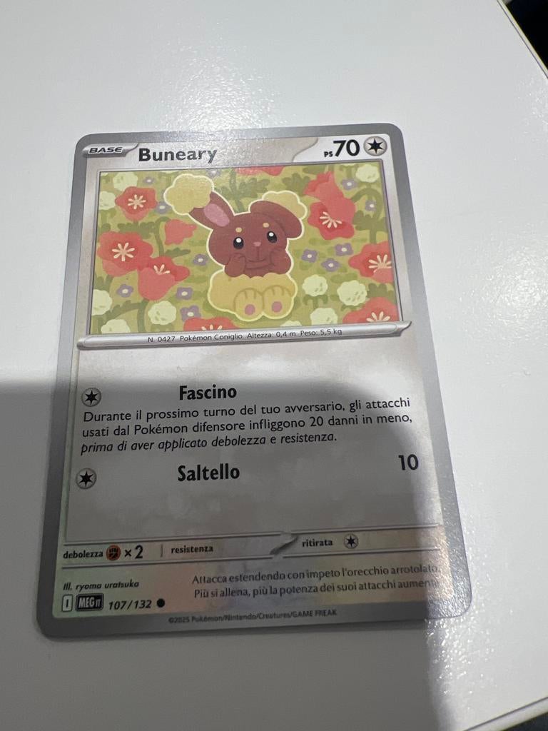 Buneary Pokémon Kaart - Italiaans - 107/132, Ophalen of Verzenden, Zo goed als nieuw, Losse kaart