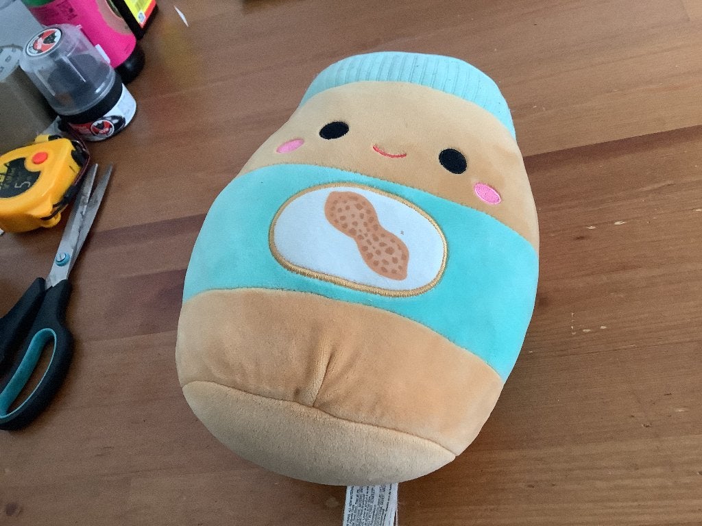 Squishmallow Pindakaaspot knuffel. 22 cm, Ophalen of Verzenden, Zo goed als nieuw, Overige typen, Squishmallow