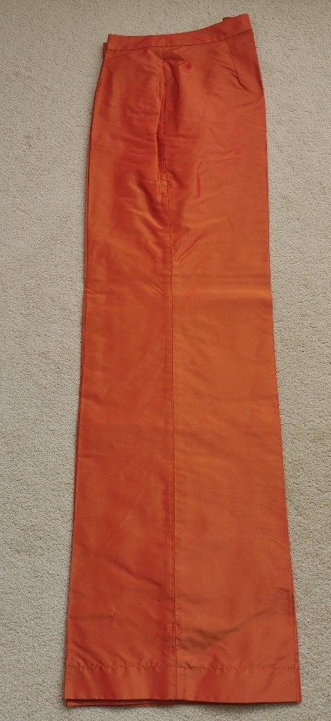Broek Mark oranje effect glans 100% zijde, maat 38, Nieuw, Oranje, Lang, Ophalen