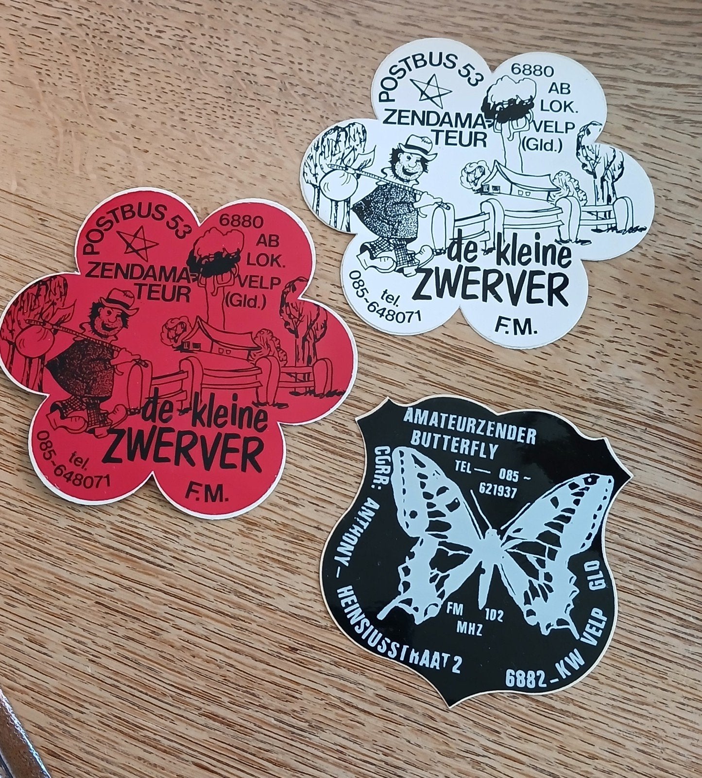 Sticker piraat zendamateur Kleine Zwerver en Butterfly, VELP, Ophalen of Verzenden