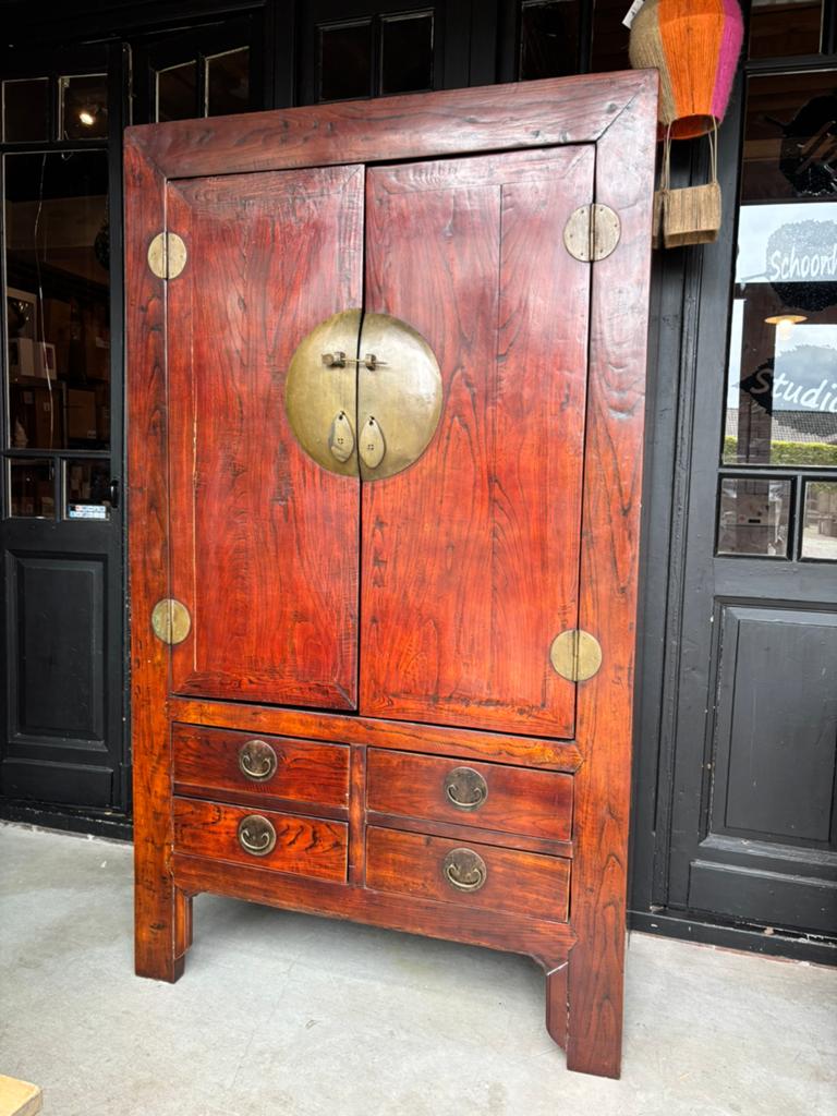 Antieke Chinese Bruidskast / Klassiek  - Rood Hout, Ophalen of Verzenden
