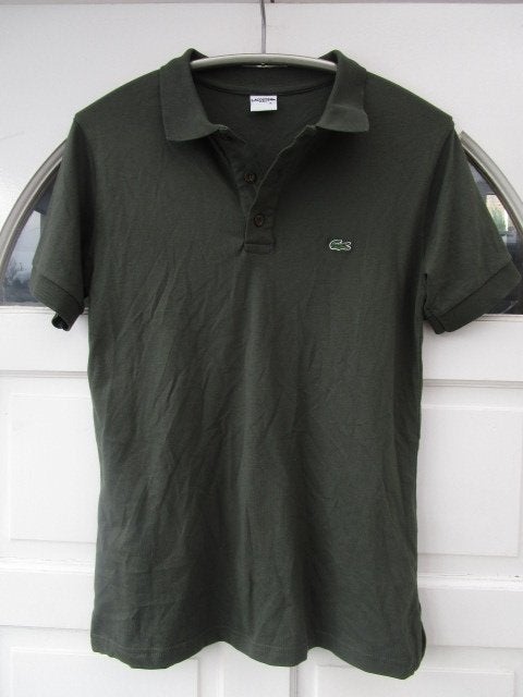 Kaki  Lacoste polo maat S/M, zie maten, Kleding | Heren, Ophalen, Maat 48/50 (M), Lacoste, Zo goed als nieuw