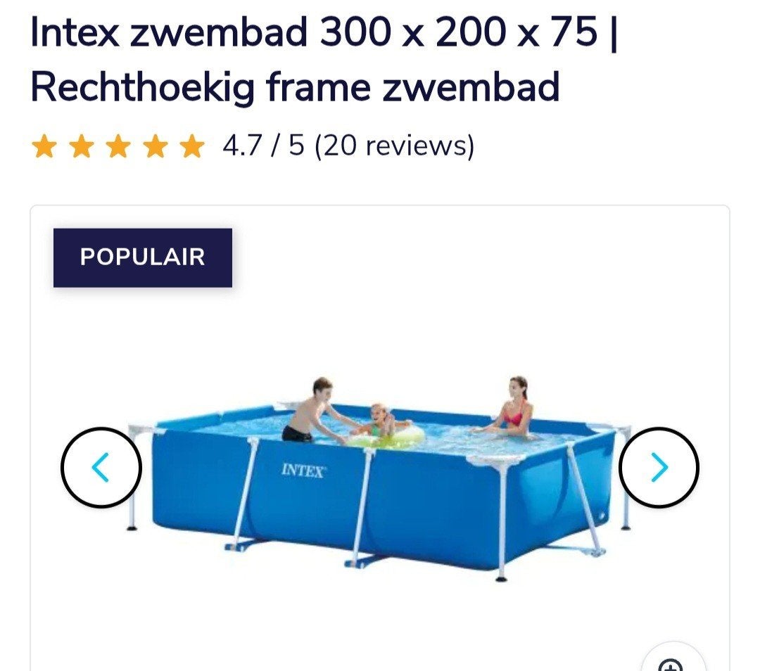 Intex Frame Zwembad 300x200x75 met complete set, Ophalen, Gebruikt, Opzetzwembad, 200 tot 400 cm