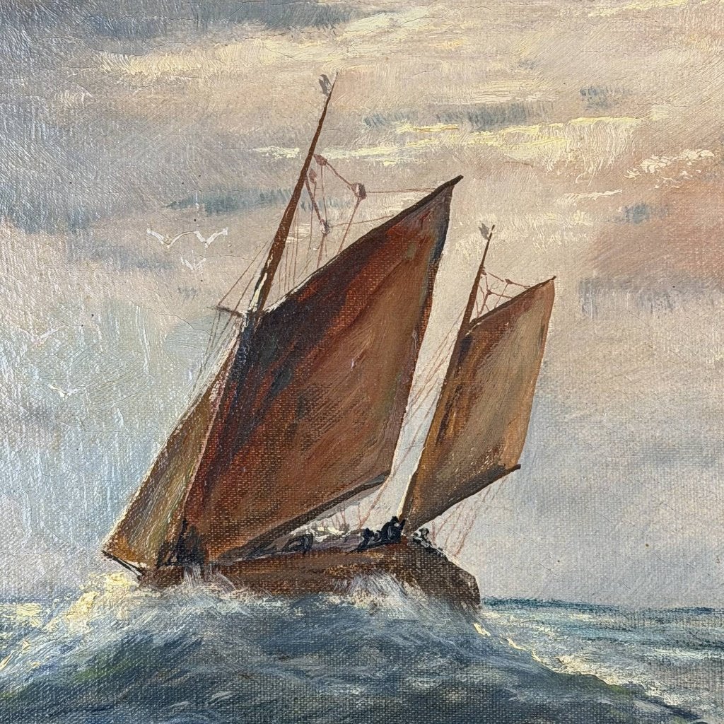 5363 cm Antiek Olieverfschilderij – R. Doorn, Ophalen of Verzenden, Schilderij, 53 cm, Textiel