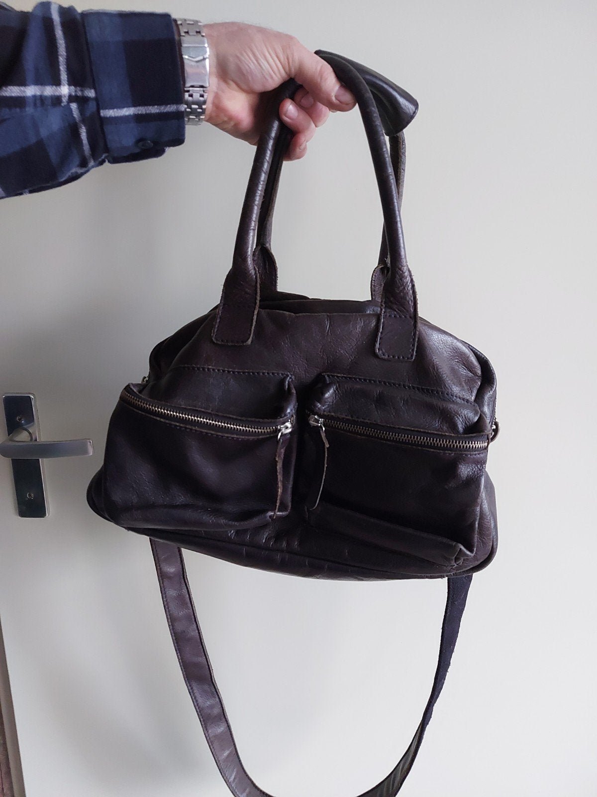 Cowboysbag Leren Handtas/Schoudertas - Donkerbruin, Ophalen of Verzenden, Gebruikt, Bruin, Handtas