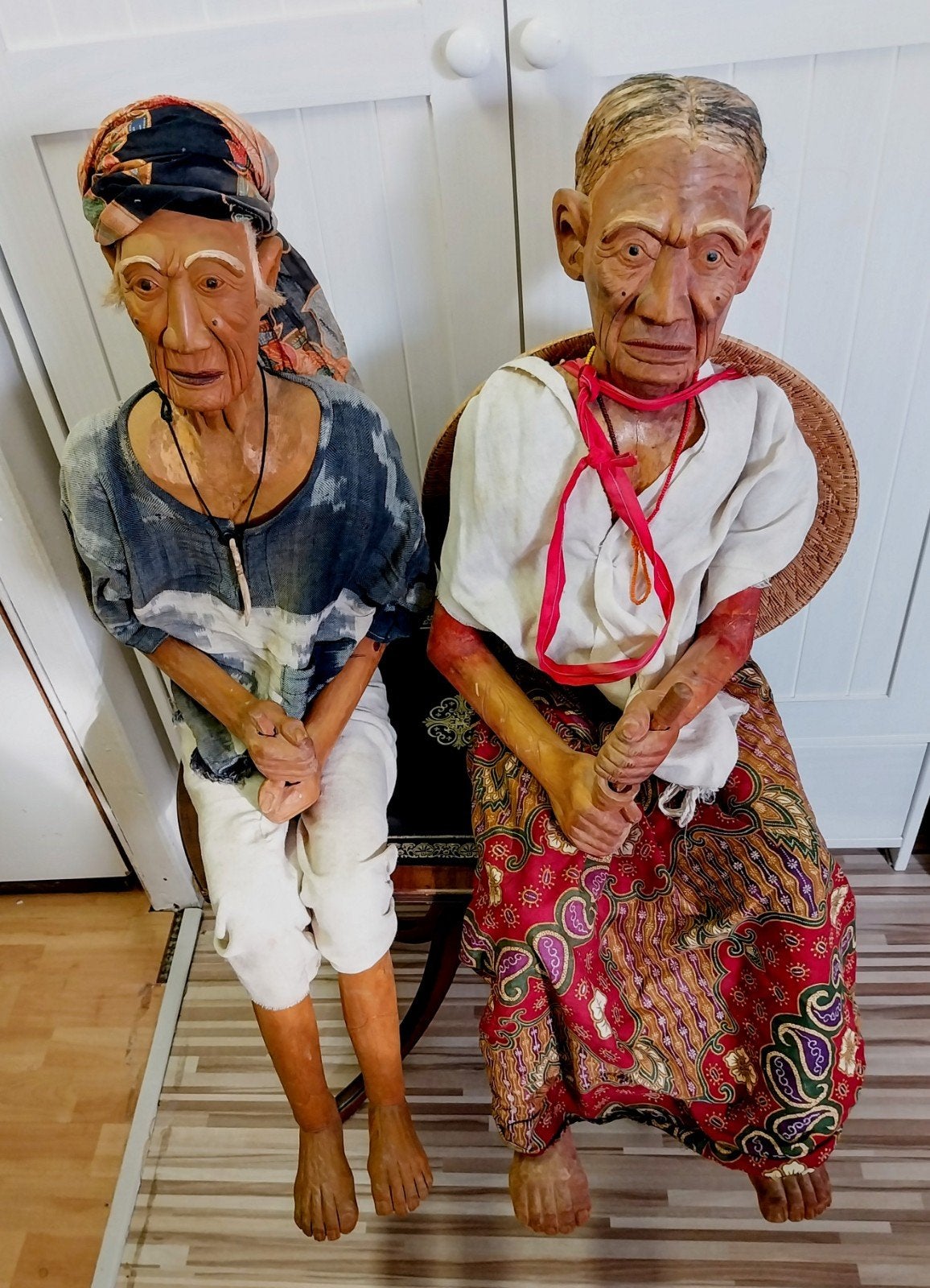 Hardhouten Indonesisch oud stel, 90 cm, Indonesië, Beeld, Ophalen, Hout