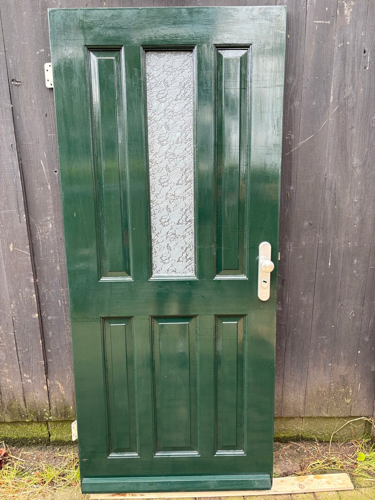 Hardhouten Buitendeur met Glas, Ophalen, Gebruikt, 80 tot 100 cm, Buitendeur