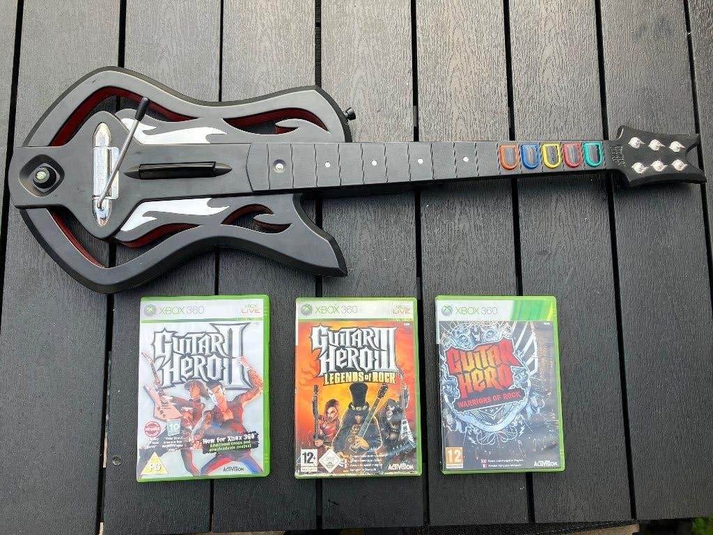 Wireless guitar hero controller + 3 Guitar hero games, Muziek, Gebruikt, 1 speler, Ophalen of Verzenden