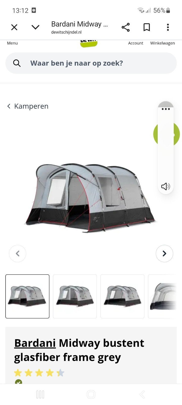 Bardani Midway bustent, Caravans en Kamperen, Ophalen, Gebruikt, Tot en met 2