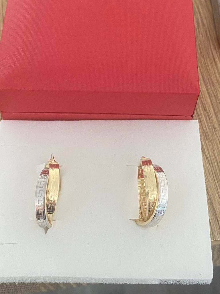 Prachtige 14 karaat (585) gouden oorbellen, wit en geel goud, Sieraden, Tassen en Uiterlijk, Oorbellen, Ophalen of Verzenden, Nieuw