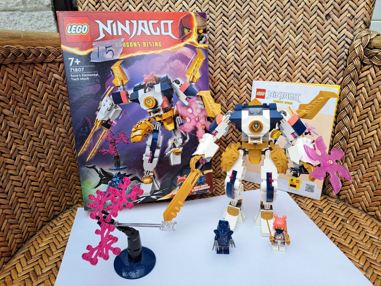 LEGO Ninjago 71807 Sora's Elementaire Tech Mecha, Lego, Ophalen of Verzenden, Zo goed als nieuw, Inclusief minifiguren