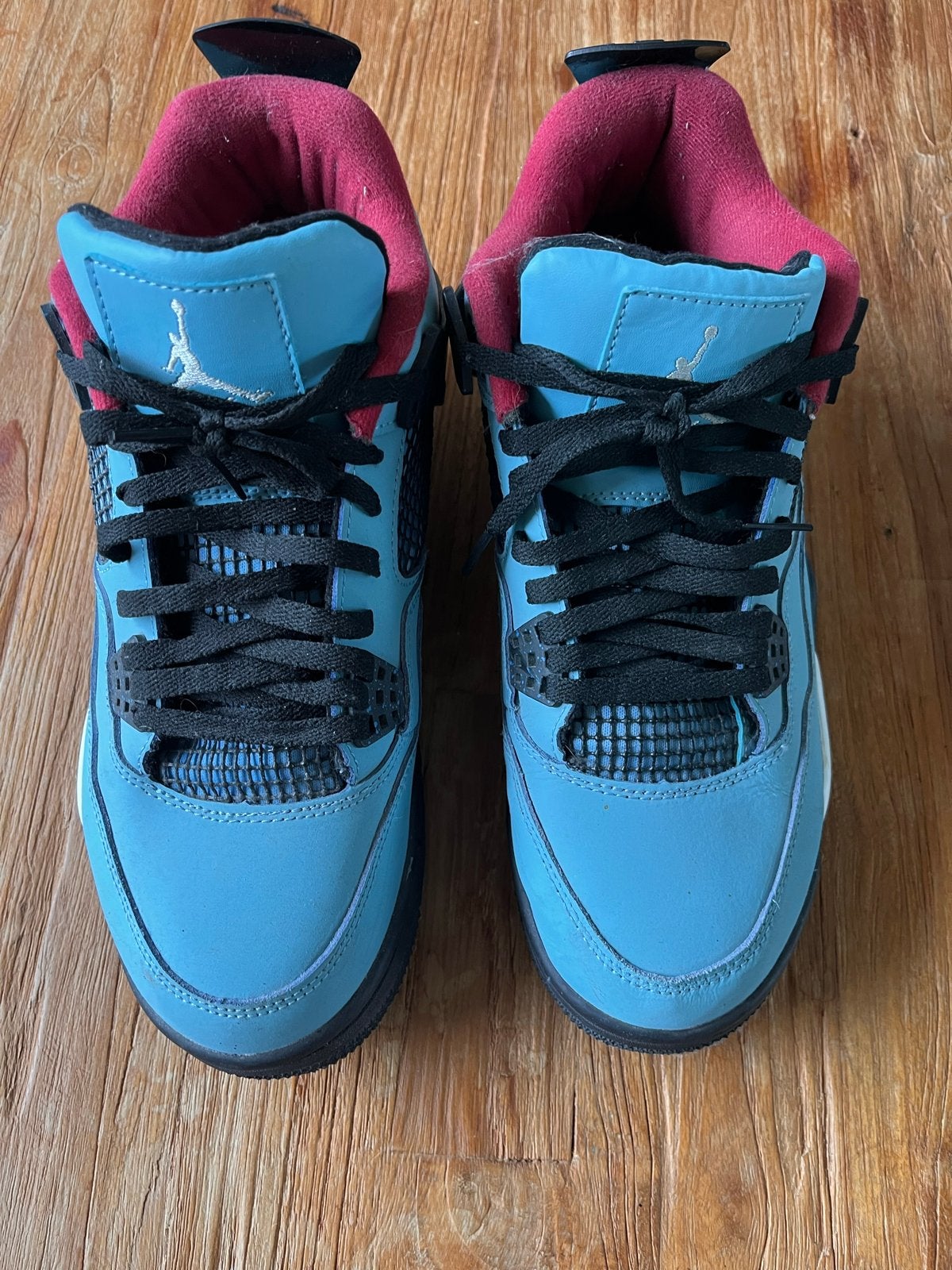 Namaak Nike Air Jordan 4 Retro Travis Scott Cactus Jack, Kleding | Heren, Ophalen of Verzenden, Zo goed als nieuw, Blauw, Sneakers of Gympen