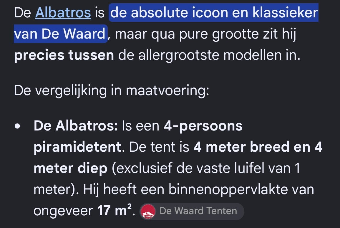 De waard tent Albatros, Caravans en Kamperen, Ophalen, Gebruikt