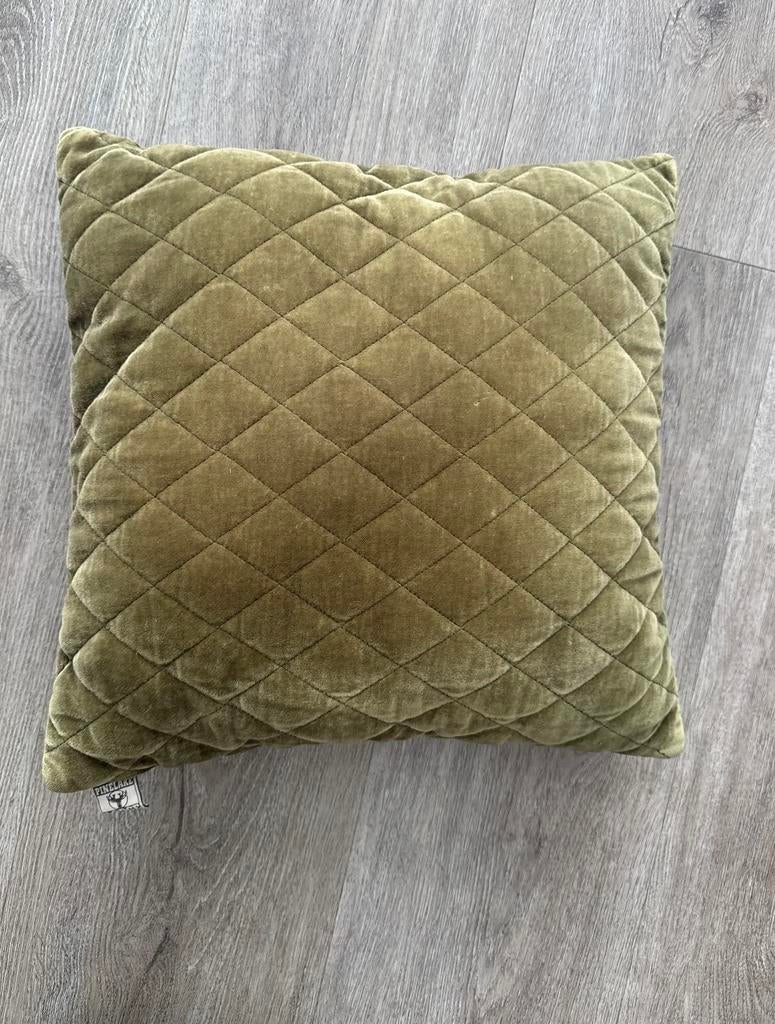 Set van 2 Groene Velours Kussens - Pinelake Lodge, Ophalen of Verzenden, Zo goed als nieuw, Groen, Vierkant
