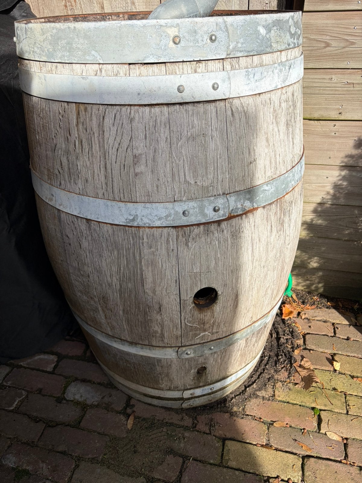 Houten regenton - decoratie of bloembak, Tuin en Terras, 150 liter of meer, Ophalen, Gebruikt, Hout