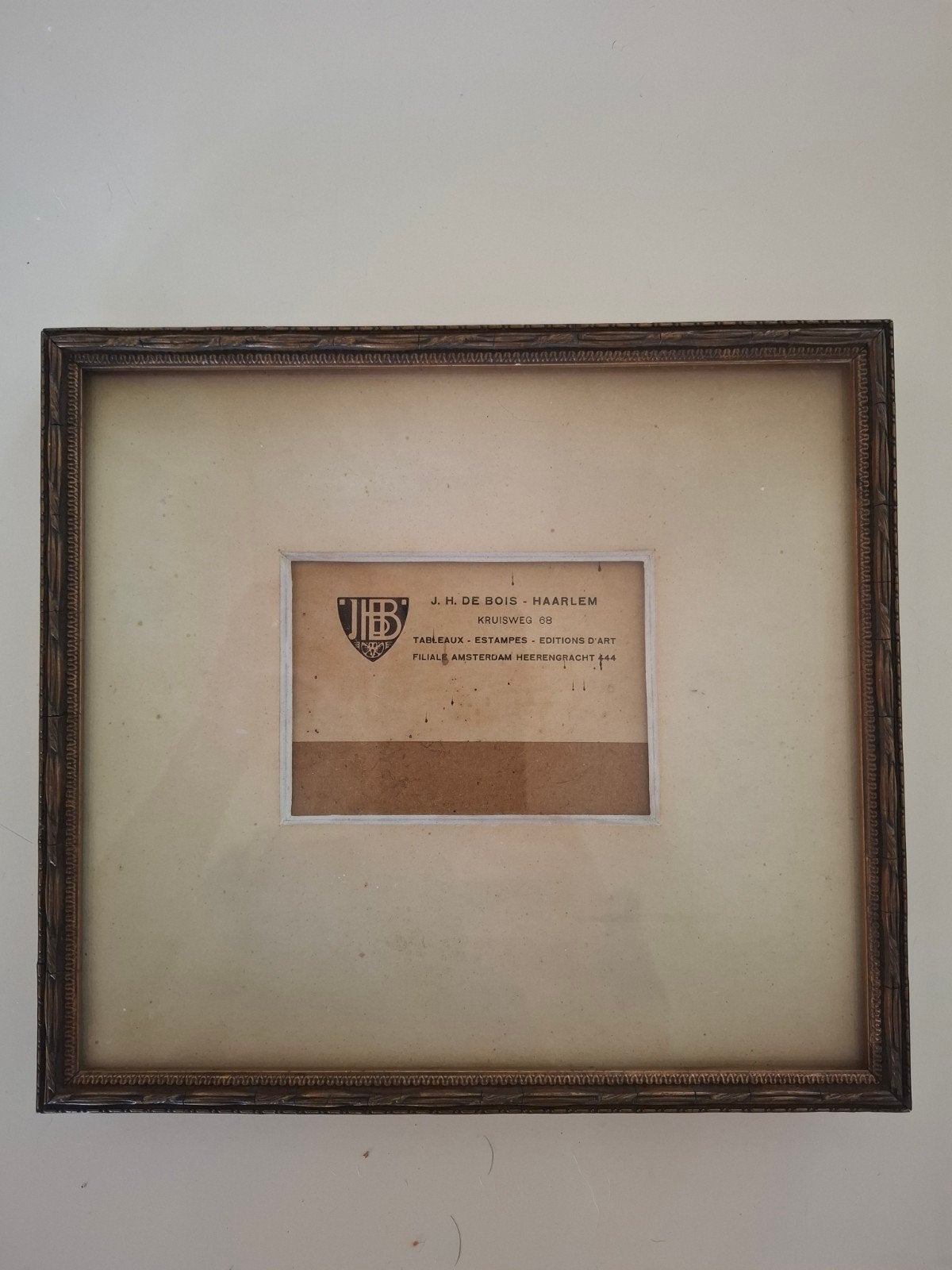 lijstje met glas en goudkleurig hout., Antiek en Kunst, Ophalen of Verzenden