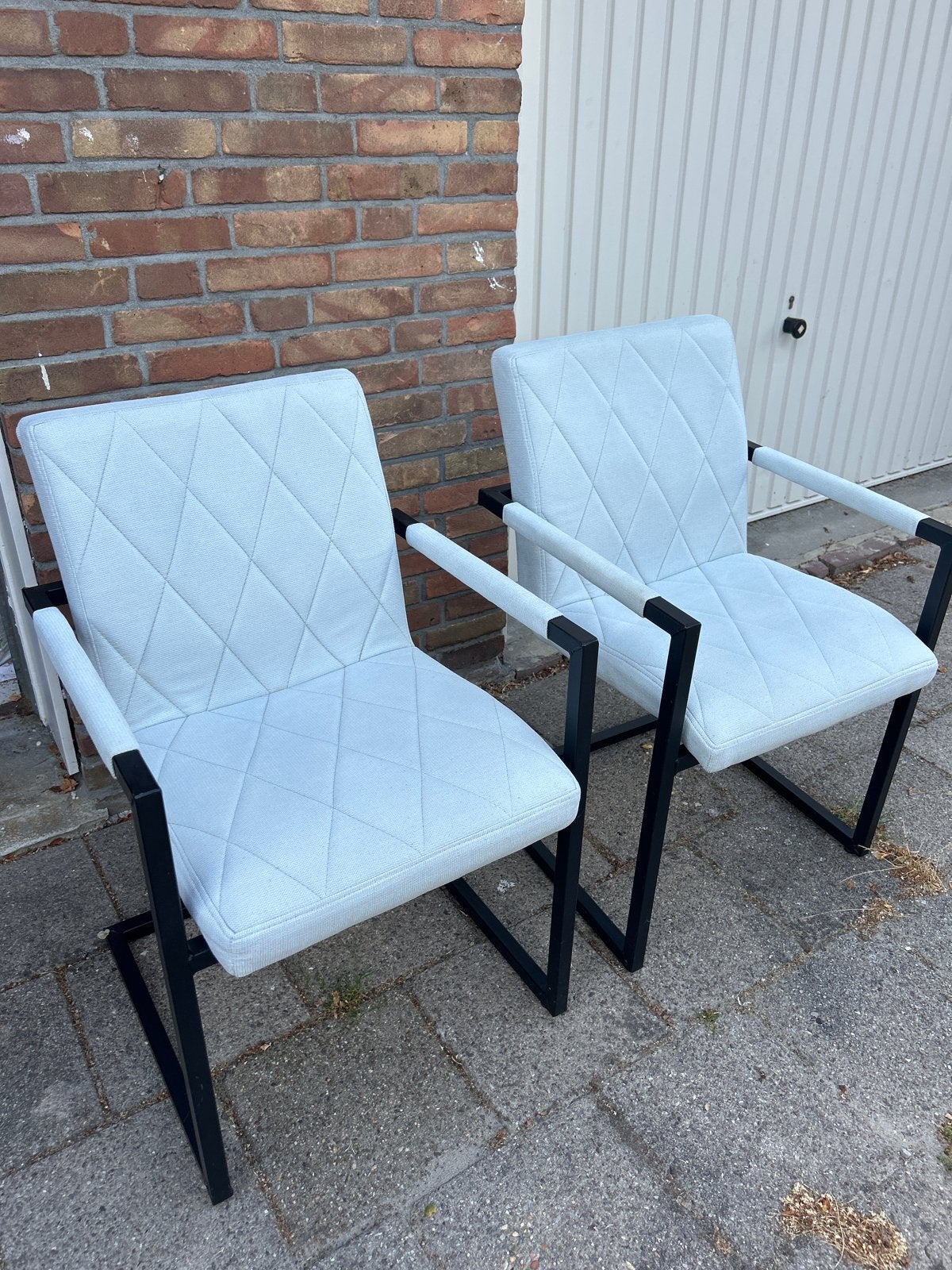 Set van 2 moderne eetkamerstoelen - Lichtgrijs, Ophalen, Gebruikt, Twee, Metaal