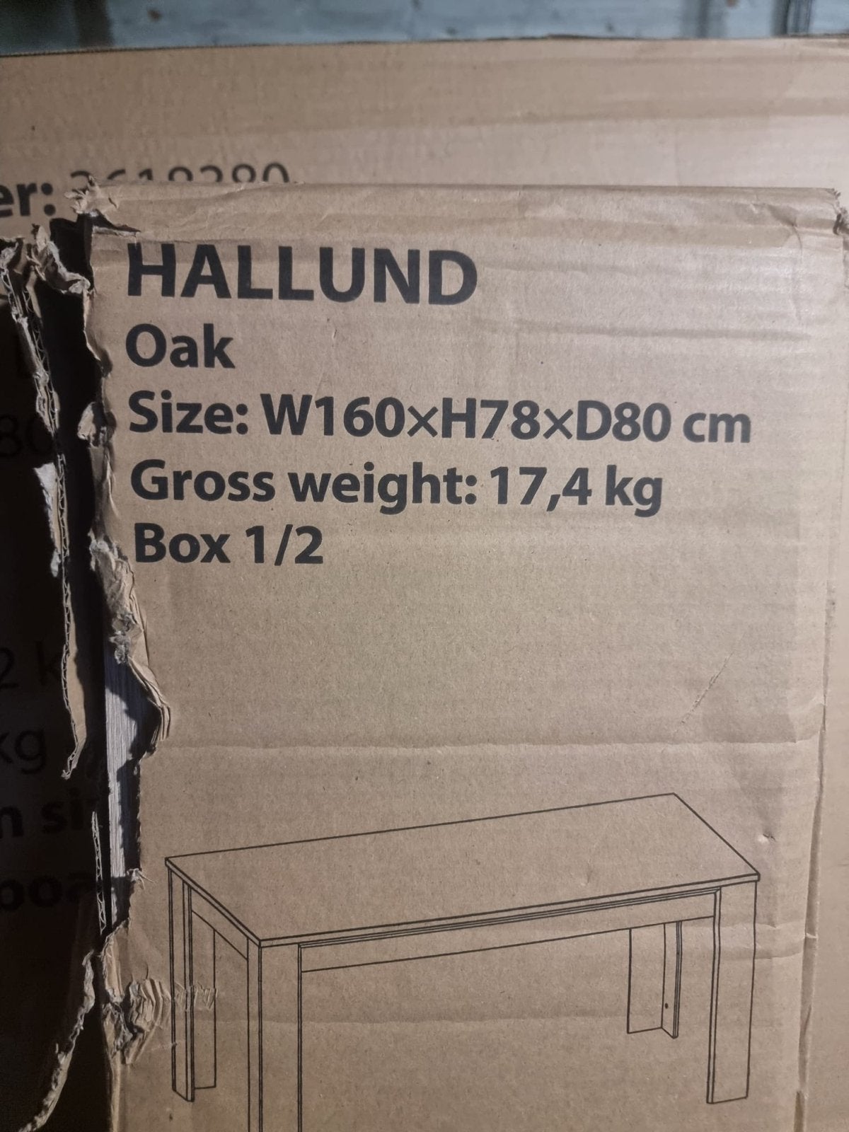 JYSK HALLUND Eiken Eettafel - Ongebruikt in doos, Ophalen, 50 tot 100 cm, 150 tot 200 cm, Eikenhout