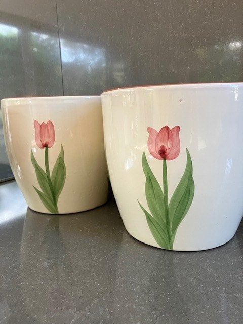 set Bloempotten, Rond, Binnen, Ophalen of Verzenden, Zo goed als nieuw