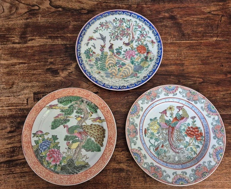 3 Chinese sierborden met zegelstempel, Qianlong periode, Antiek en Kunst, Ophalen of Verzenden
