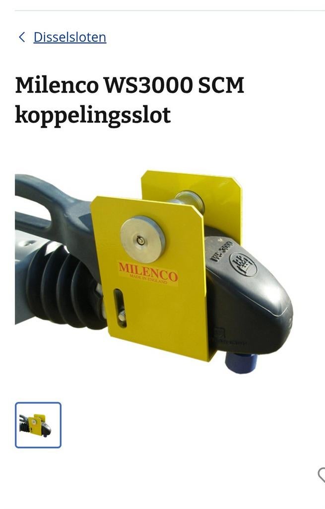 Milenco WS3000 SCM koppeling slot voor caravan/aanhanger, Ophalen of Verzenden, Gebruikt