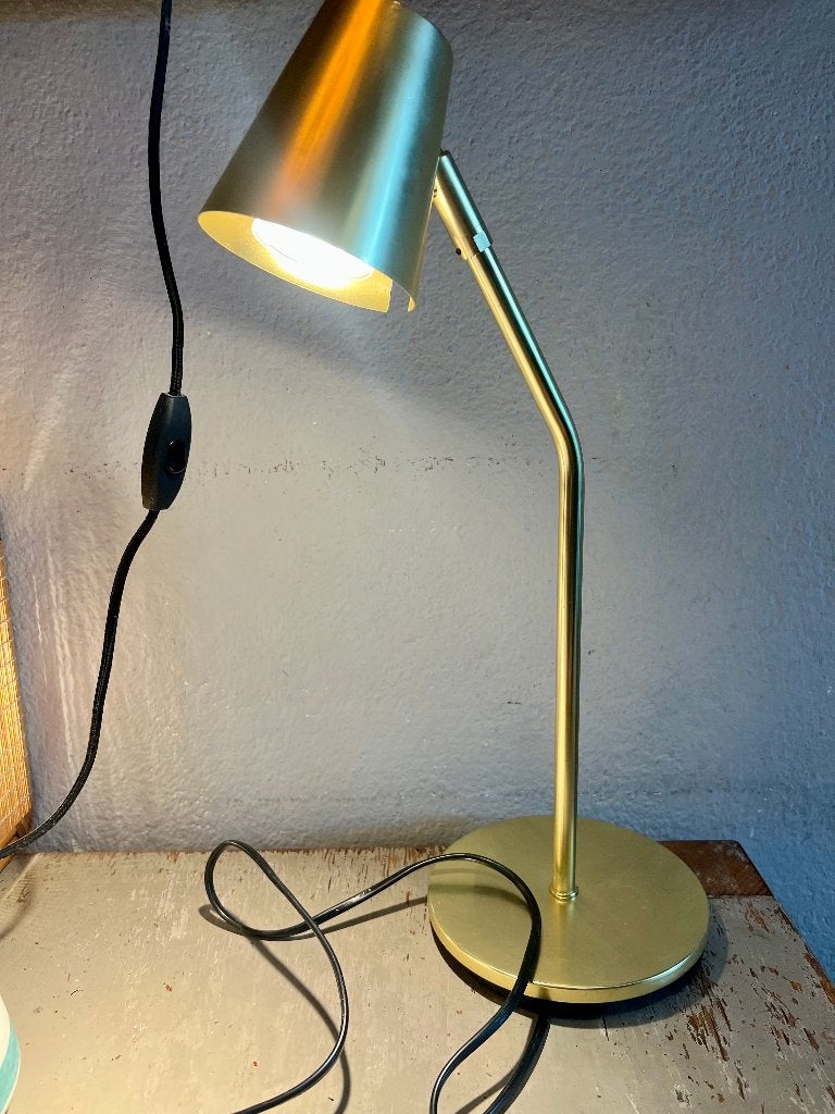 Vintage brass IKEA LILLARP tafellamp metalen lamp bureaulamp, Vintage modern, Ophalen of Verzenden, Zo goed als nieuw, Metaal