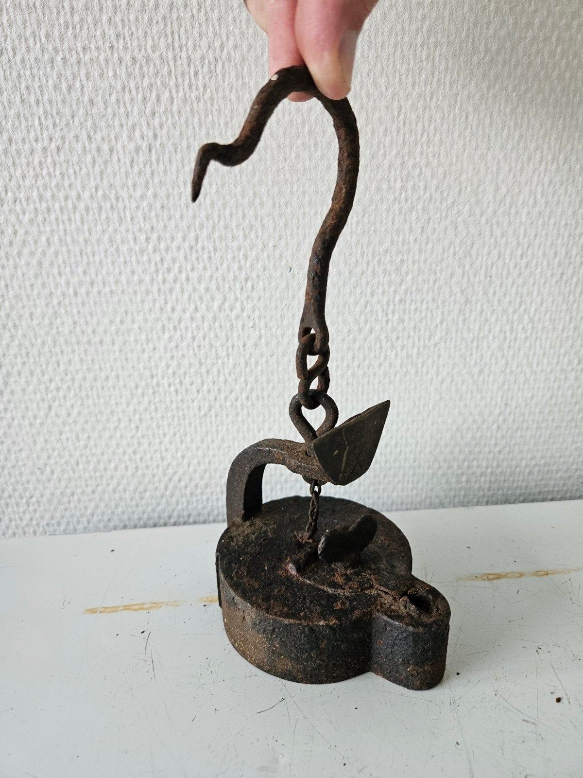 antieke mijnlamp / kikkerlamp uit 1850, Ophalen of Verzenden