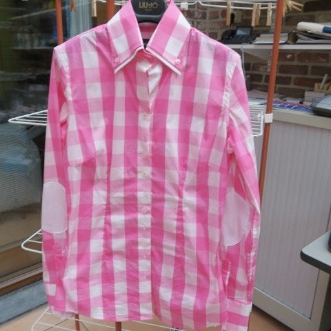 Blouse nieuw stretch ruit roze wit Cavallaro mt 38, Maat 38/40 (M), Cavallaro, Nieuw, Ophalen of Verzenden