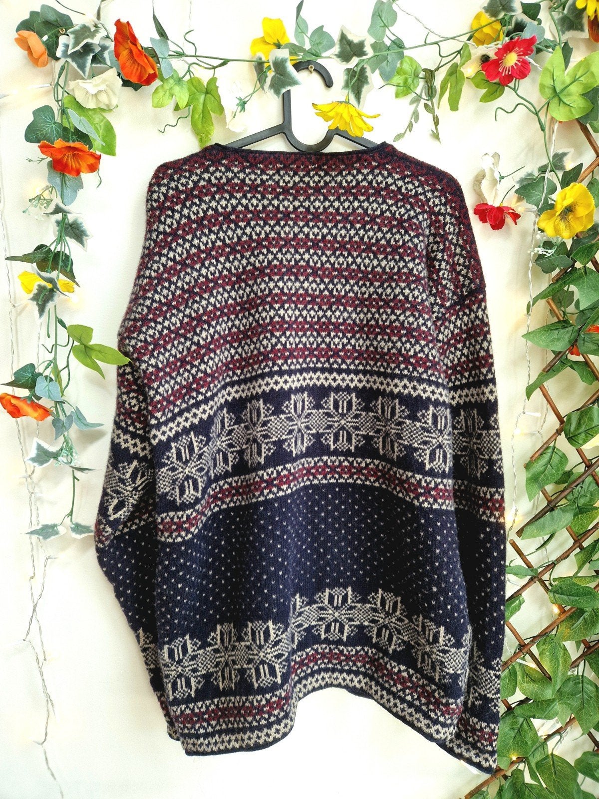 prachtig vintage dik gebreid wollen noors vest, Verzenden, Zo goed als nieuw, Maat 46/48 (XL) of groter, Meerkleurig