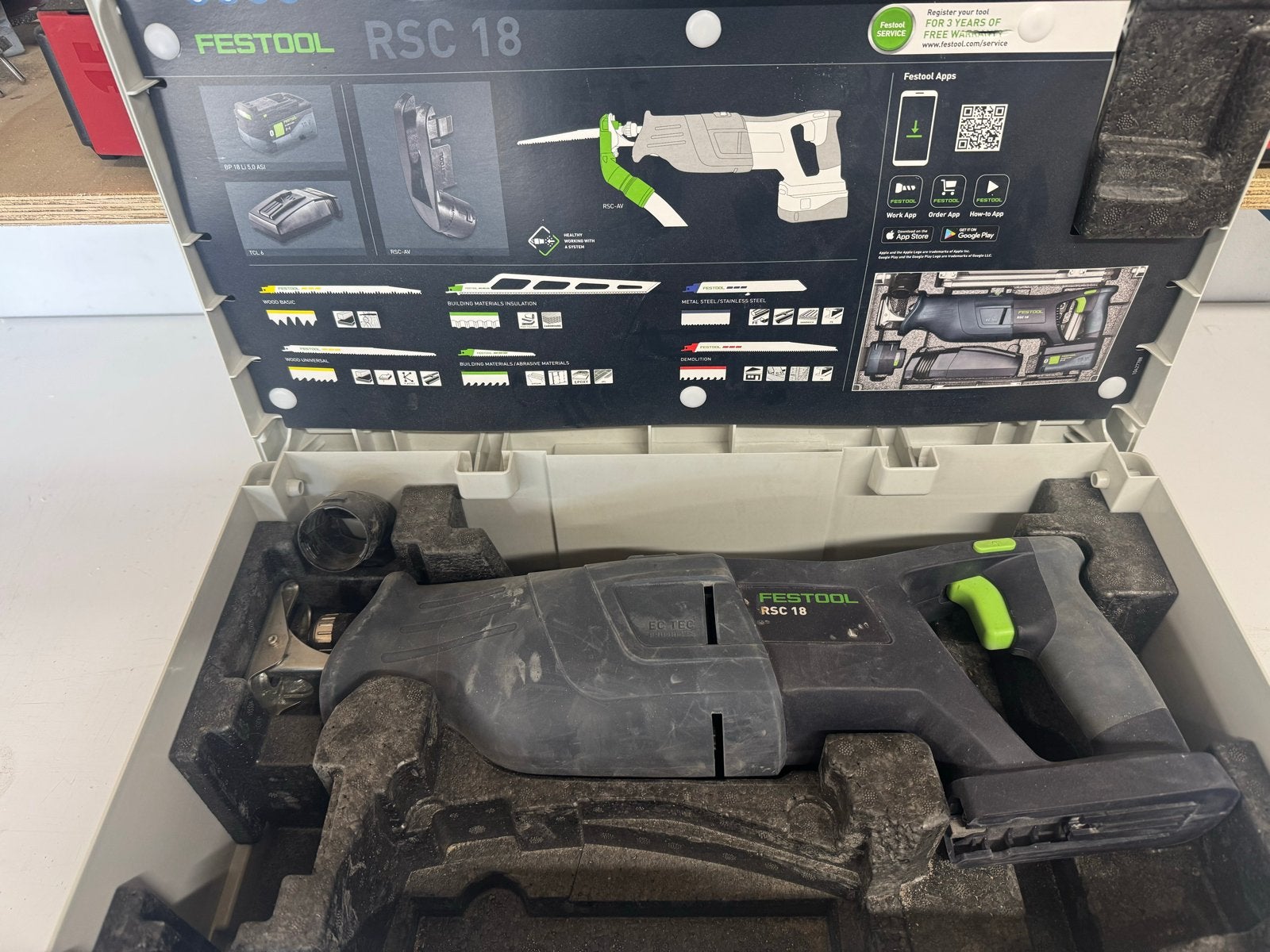 Festool RSC 18 Accu Reciprozaag - Zo goed als nieuw, Doe-het-zelf en Verbouw, Ophalen, 70 mm of meer, 600 tot 1200 watt, Zo goed als nieuw