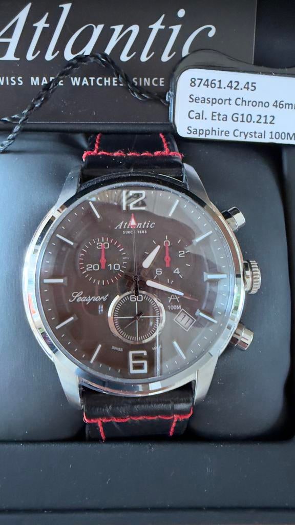 Atlantic Seasport chrono 46 mm Z.G.A.N, Sieraden, Tassen en Uiterlijk, Horloges | Heren, Ophalen of Verzenden, Zo goed als nieuw