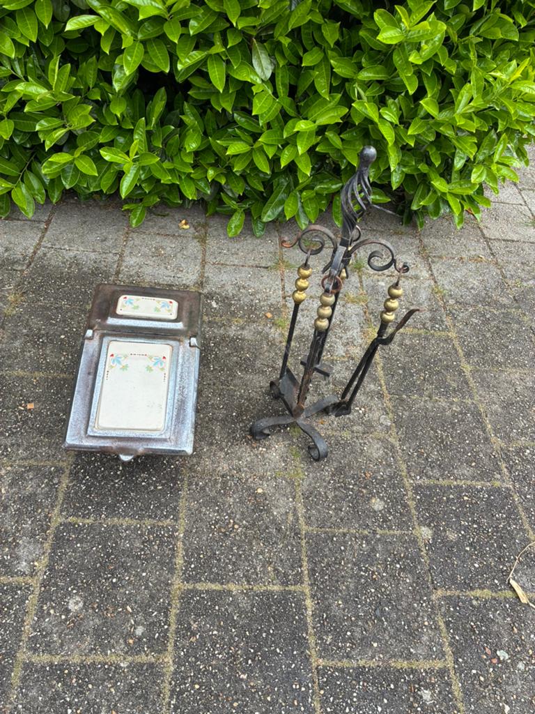 Antieke kolenkit met haardstel, Antiek en Kunst, Ophalen