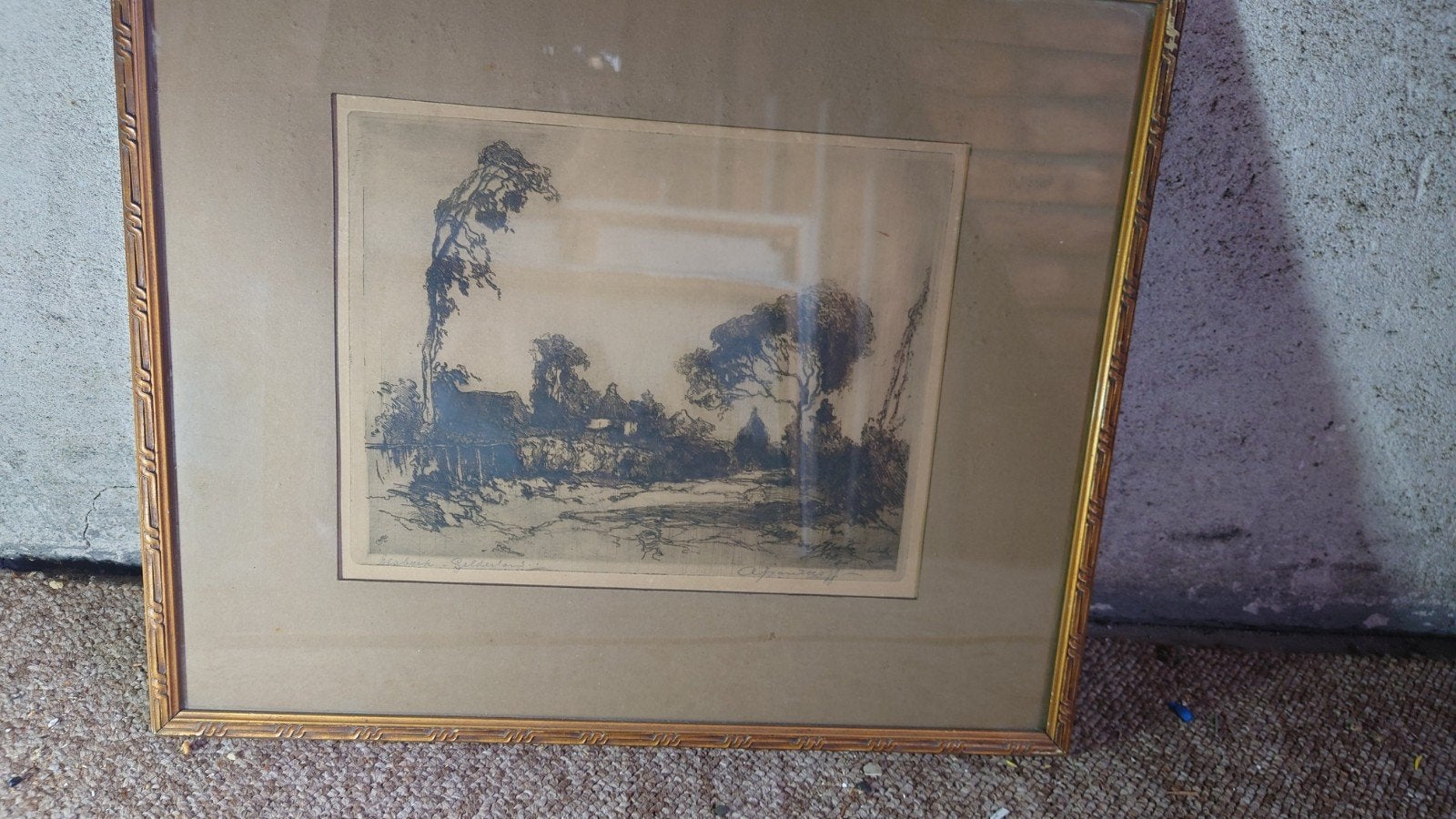 Ets Adriaan van 't Hoff (1893–1939) - Landschap Eerbeek Geld, Antiek en Kunst, Ophalen of Verzenden
