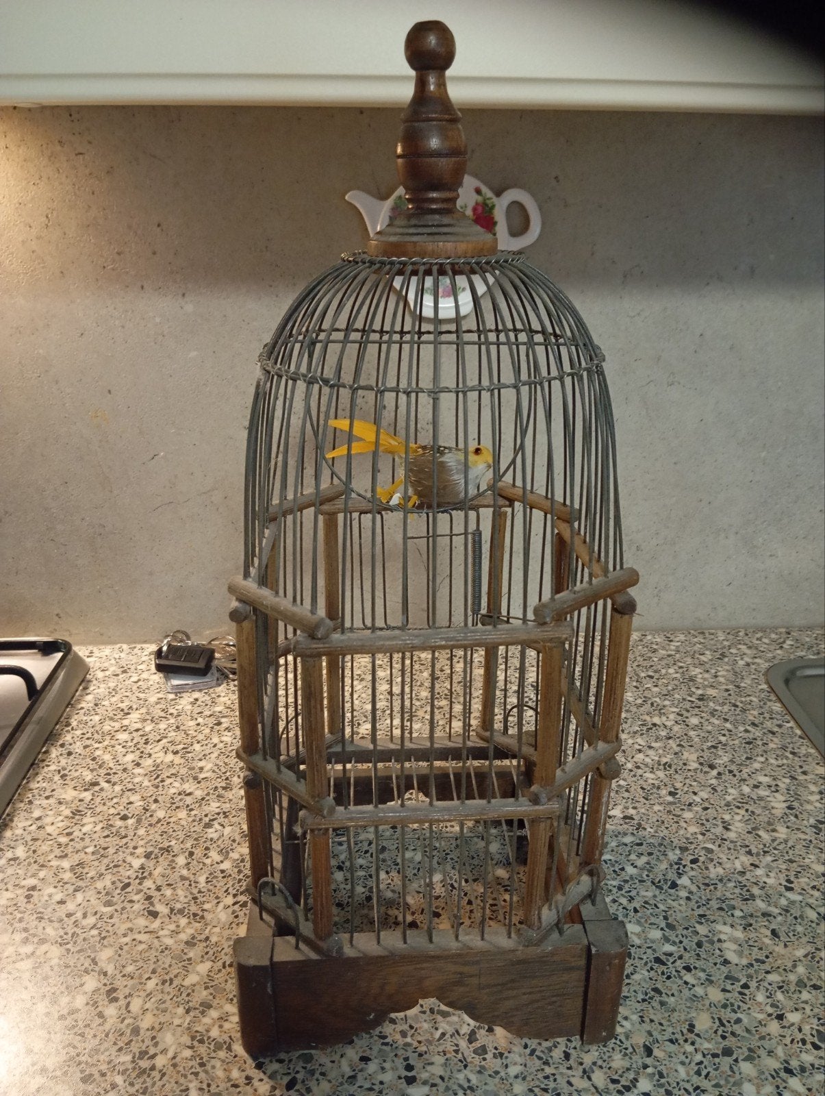 vogel kooi Antiek, Dieren en Toebehoren, Ophalen, Zo goed als nieuw, Hout, Vogelkooi
