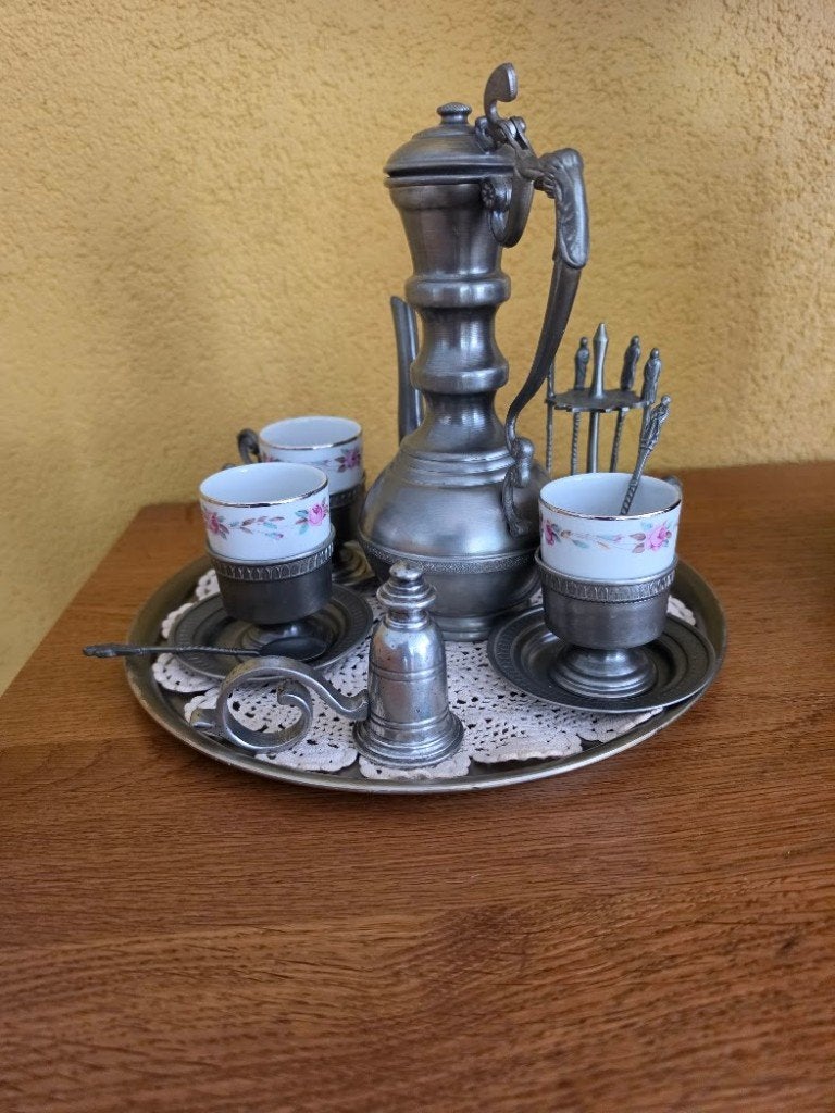 Tinnen servies,  in nieuwstaat., Antiek en Kunst, Ophalen of Verzenden