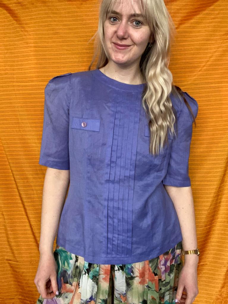 Vintage blouse - paars - jaren 90 - M/38/medium, Maat 38/40 (M), Hgv, Ophalen of Verzenden, Gedragen