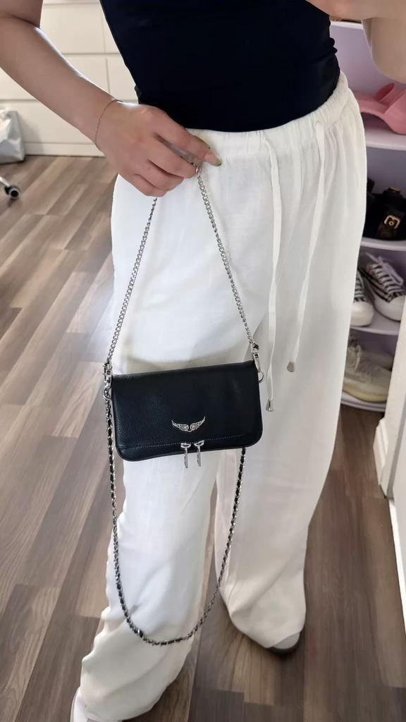 zadig & voltaire rock nano studs - clutch - noir, Ophalen of Verzenden, Zo goed als nieuw, Zwart